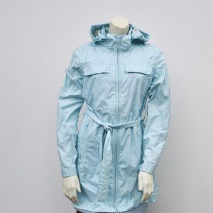 L.L. Bean Ultralight Womens Rain Coat with Hood, Aqua, Turqouise, XS